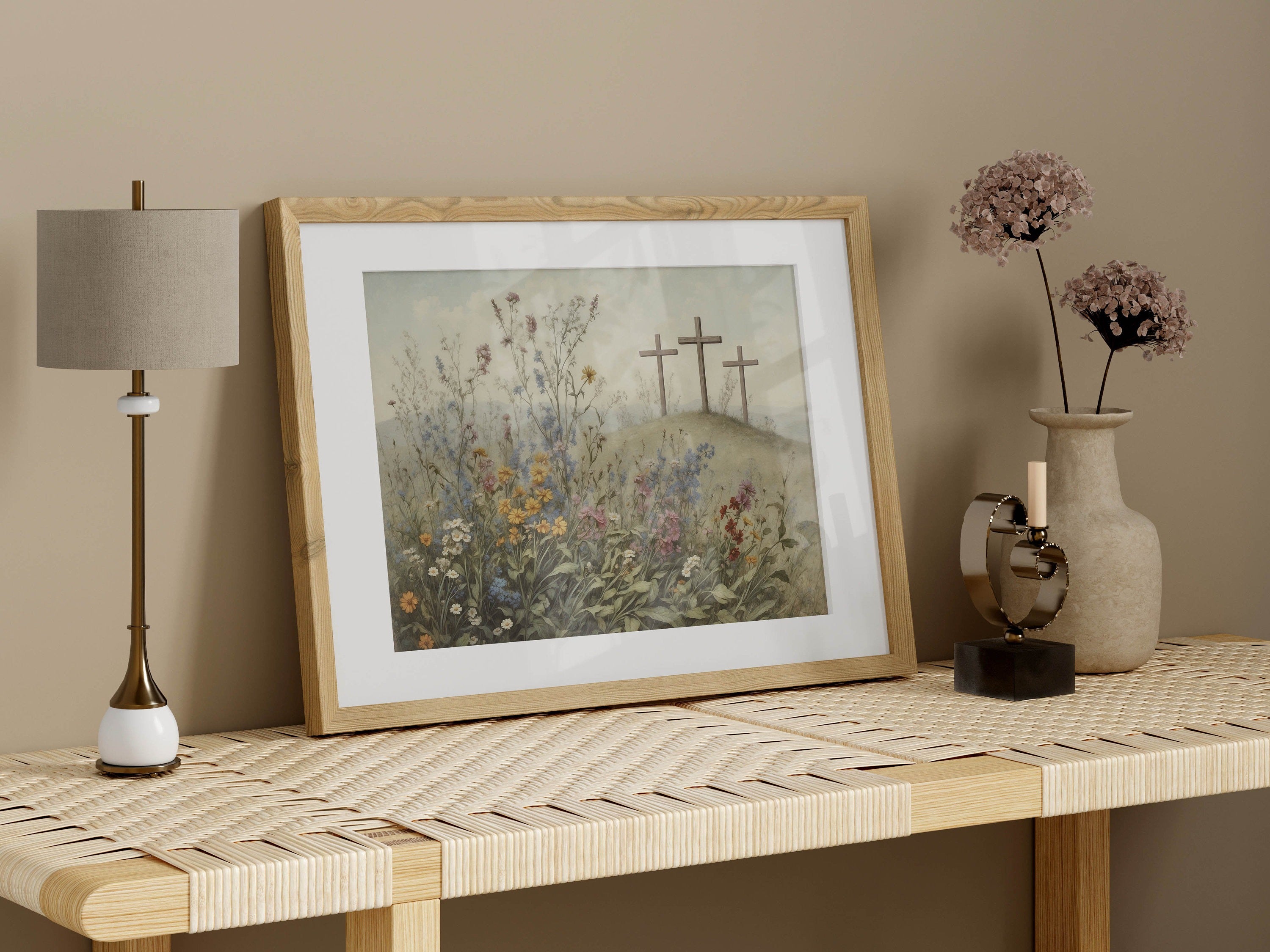 Jesus Crucifixion – It Is Finished Poster, Religious Easter Wall Art Poster, Christian 3 Crosses on Golgotha Hill Poster, Jesus Poster